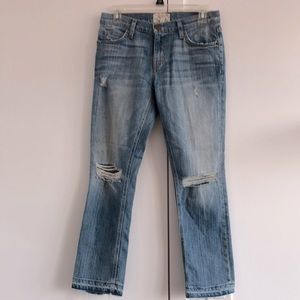 Current/Elliott distressed raw-hem straight jeans